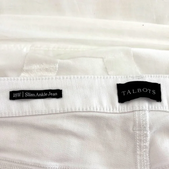Talbots White Slim Ankle Jeans. Size 18W. Made with 2% Spandex.